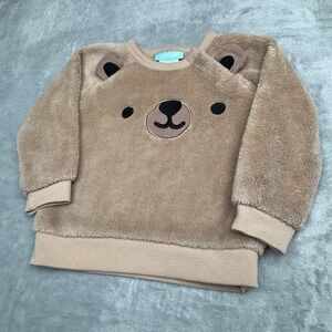 Pekkle Baby Bear Fleece Sweatshirt Brown Sherpa Pullover 18M